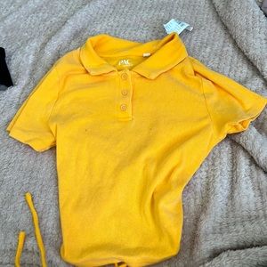 Paxon orange, crop collared shirt with open back